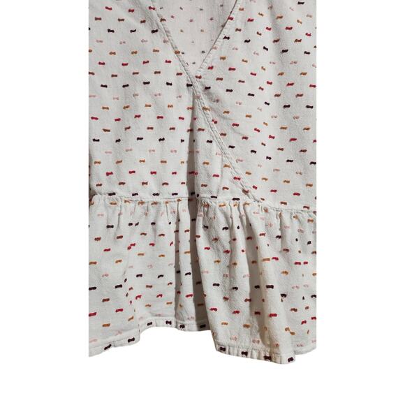 Madewell Peplum Crossover Top in Rainbow Clipdot XL Festival Boho Colorful Light - Picture 10 of 12